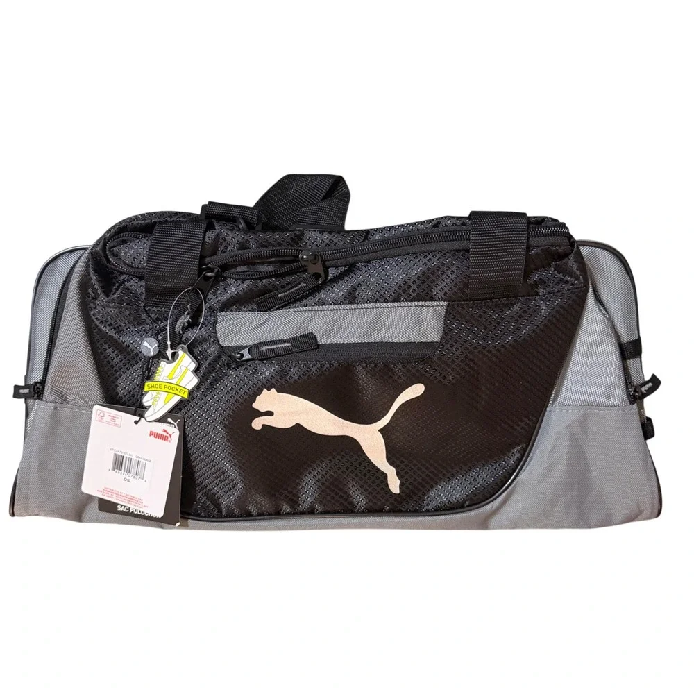 NWT PUMA Evercat Contender Duffel Bag Black Gray Gym Travel